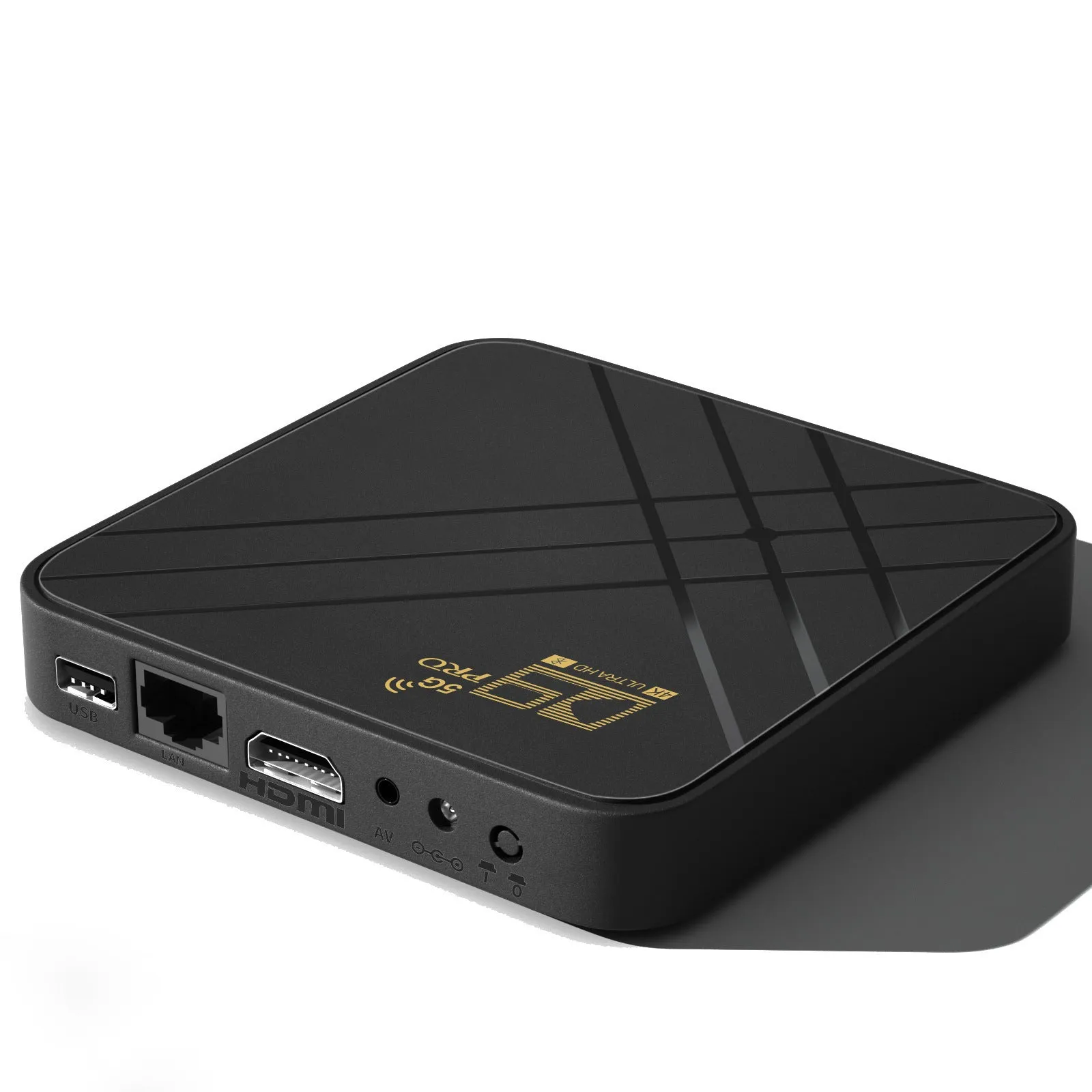 Android set-top box 4K TV box with dual-band WiFi, compact 110mm design, and HDMI output