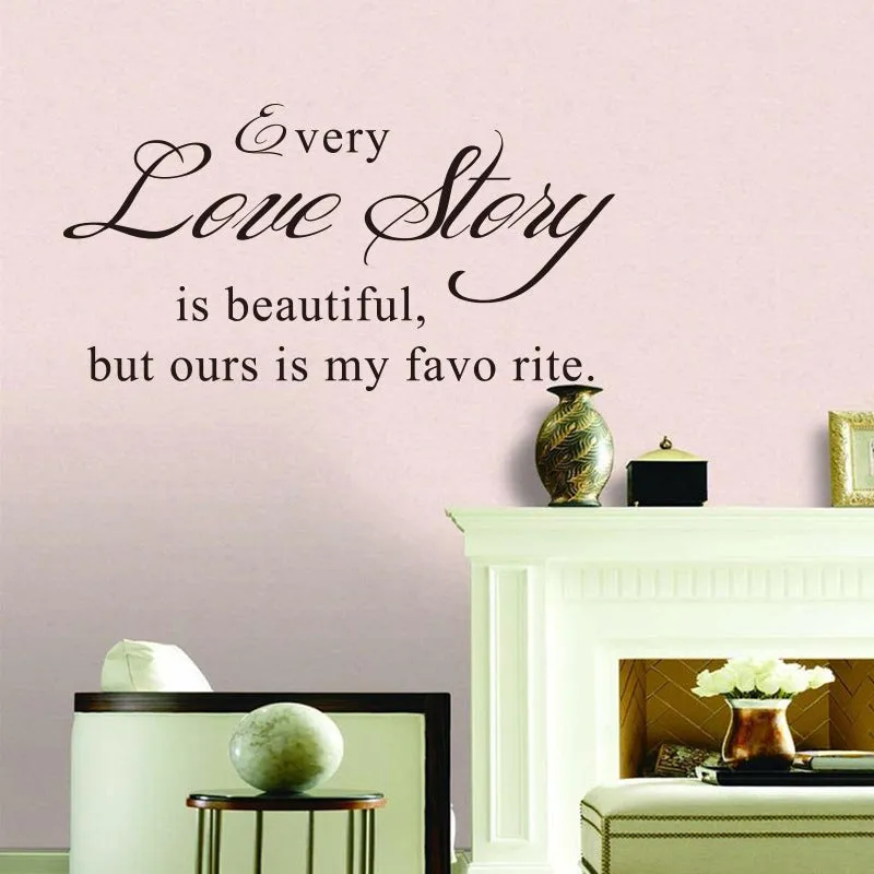 Black PVC printed wall sticker with English poetry and proverbs, 57x33cm plane decal for smooth walls