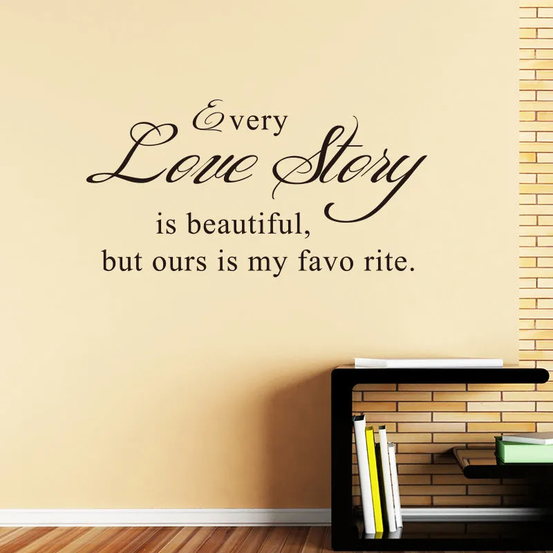 Black PVC printed wall sticker with English poetry and proverbs, 57x33cm plane decal for smooth walls