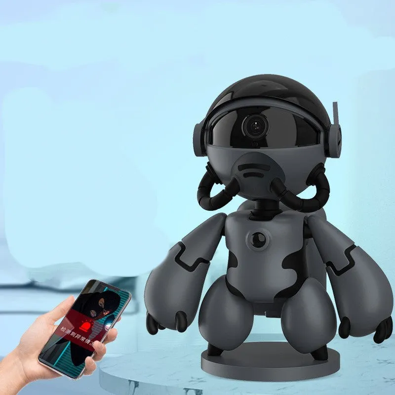Space Robot security camera in white or black with detachable base for household monitoring