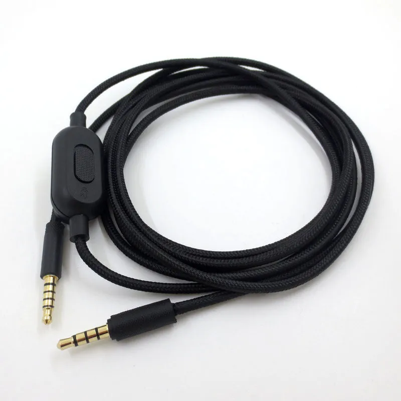 Black universal audio cable with 3.5mm connectors for gaming headsets and digital devices