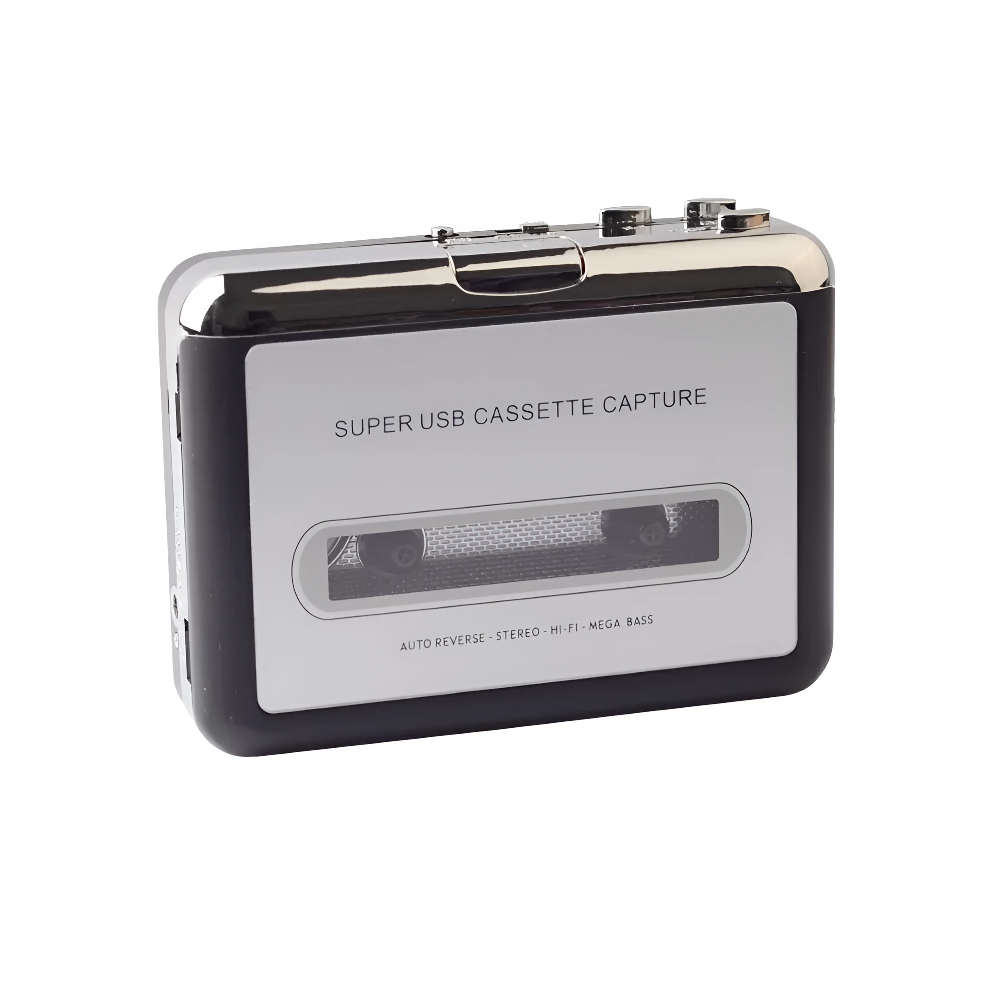 Cassette tape to MP3 converter device with USB cable and headphones for digital audio conversion