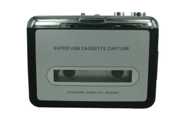 Cassette tape to MP3 converter device with USB cable and headphones for digital audio conversion