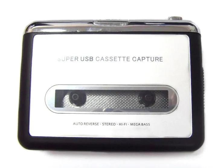 Cassette tape to MP3 converter device with USB cable and headphones for digital audio conversion