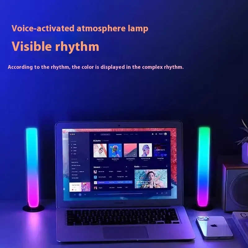 LED music rhythm lamp desktop light bar with screen synchronisation and 2.4G remote control, 2 lights