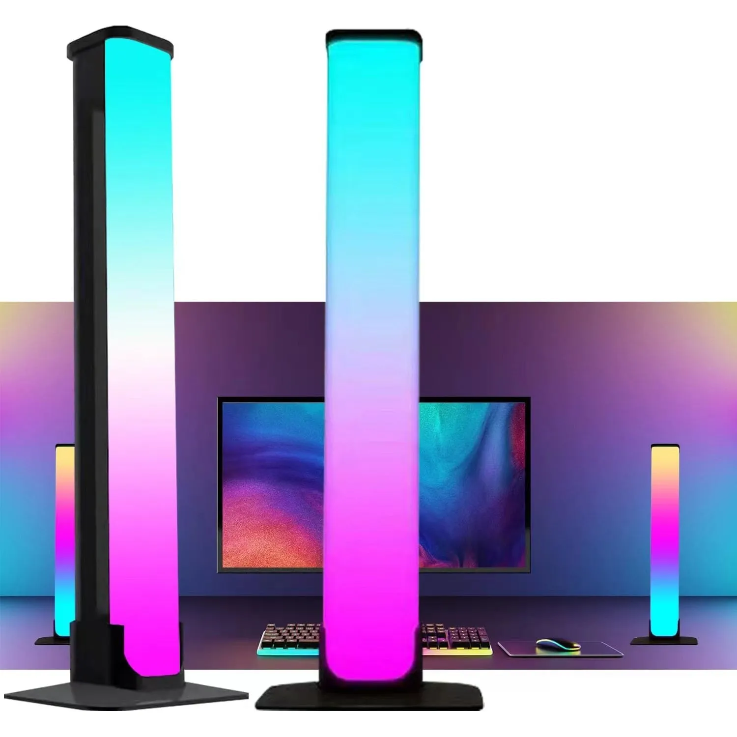 LED music rhythm lamp desktop light bar with screen synchronisation and 2.4G remote control, 2 lights