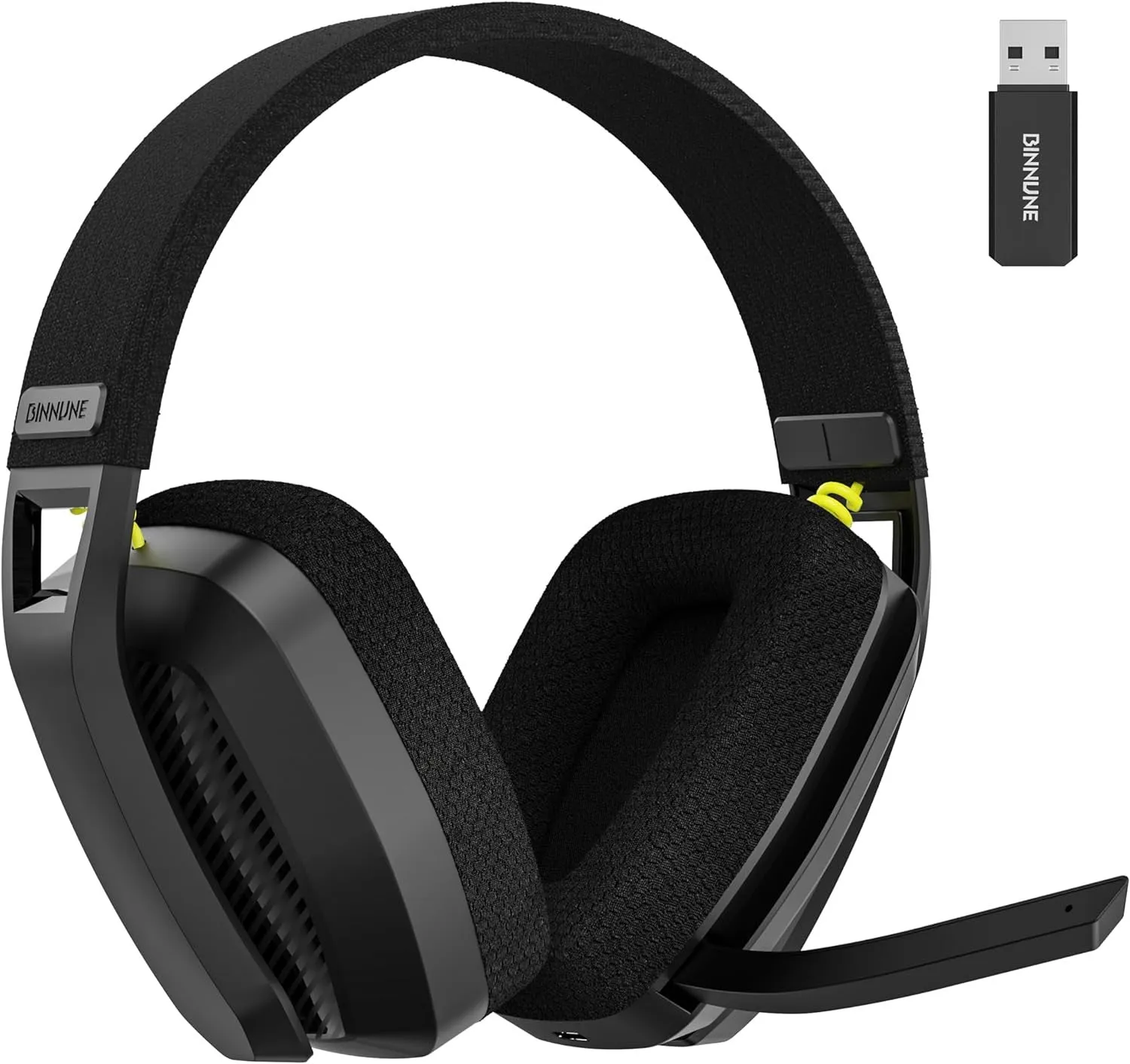 Bluetooth 5.3 2.4G dual-mode lightweight headset with mesh earmuffs and built-in microphone in BW06 Black