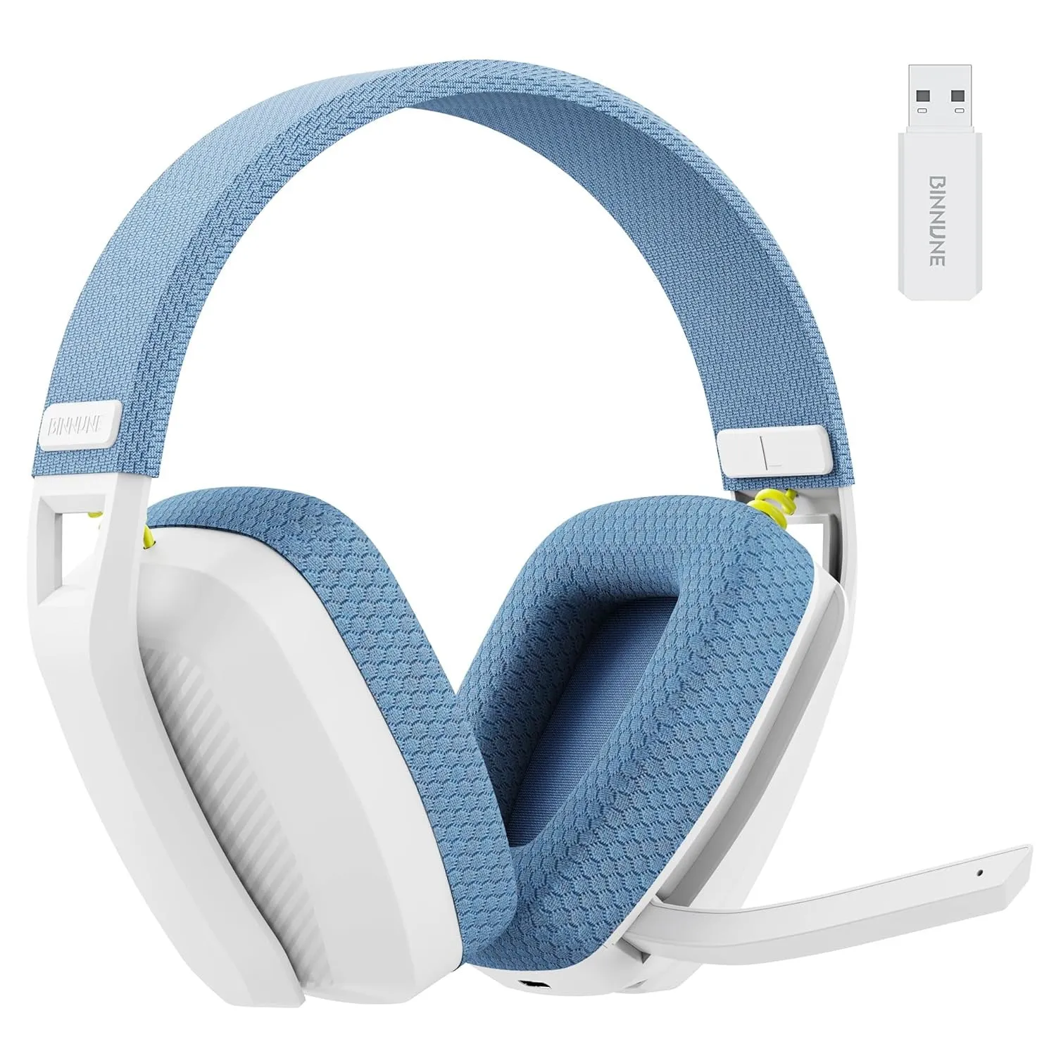 Bluetooth 5.3 2.4G dual-mode lightweight headset with mesh earmuffs and built-in microphone in BW06 Black