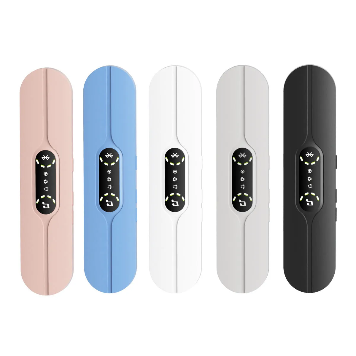 Bone conduction wireless Bluetooth music box in black with USB recharge port and timing control buttons