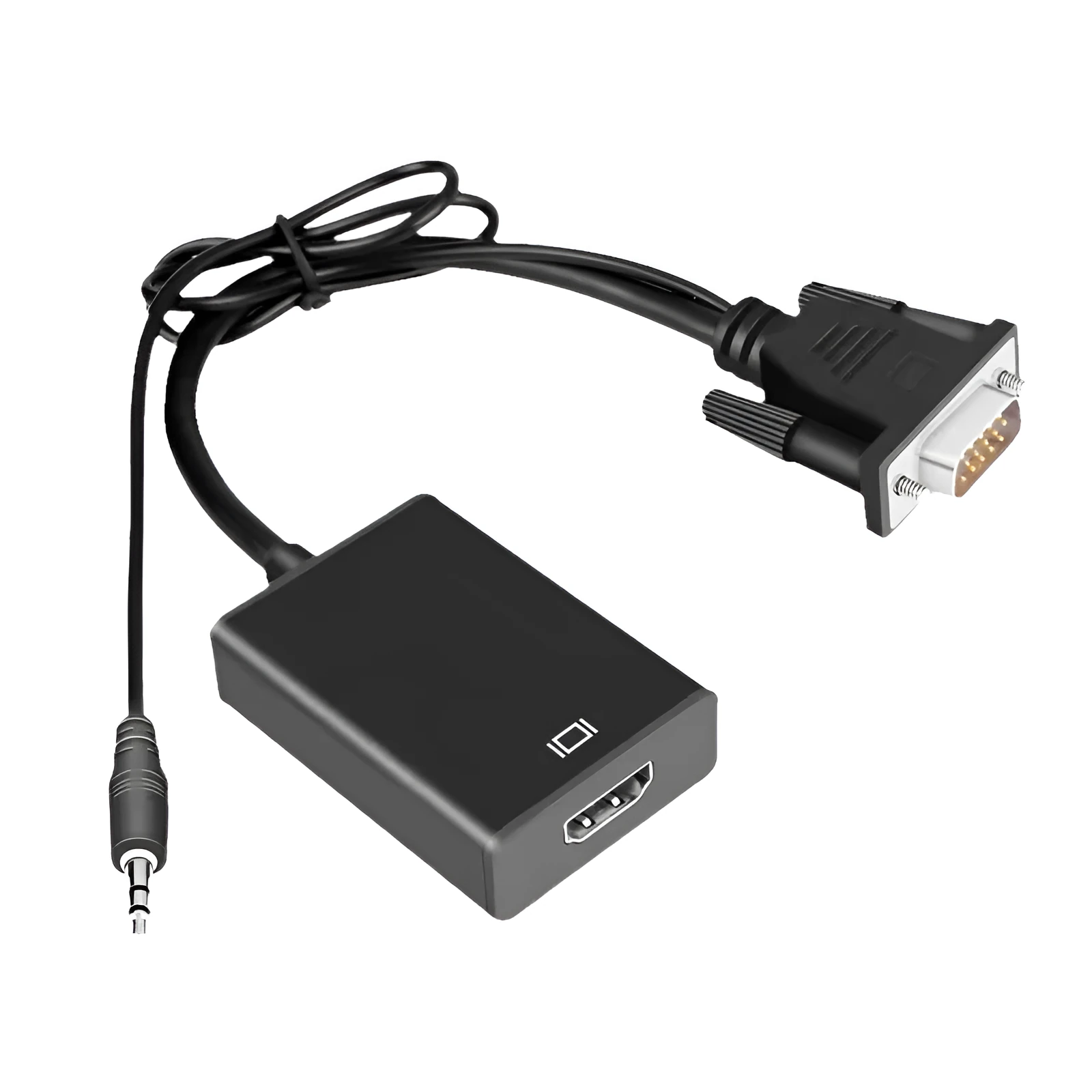 Black 1-metre VGA cable for laptop to monitor connection with 1080p resolution