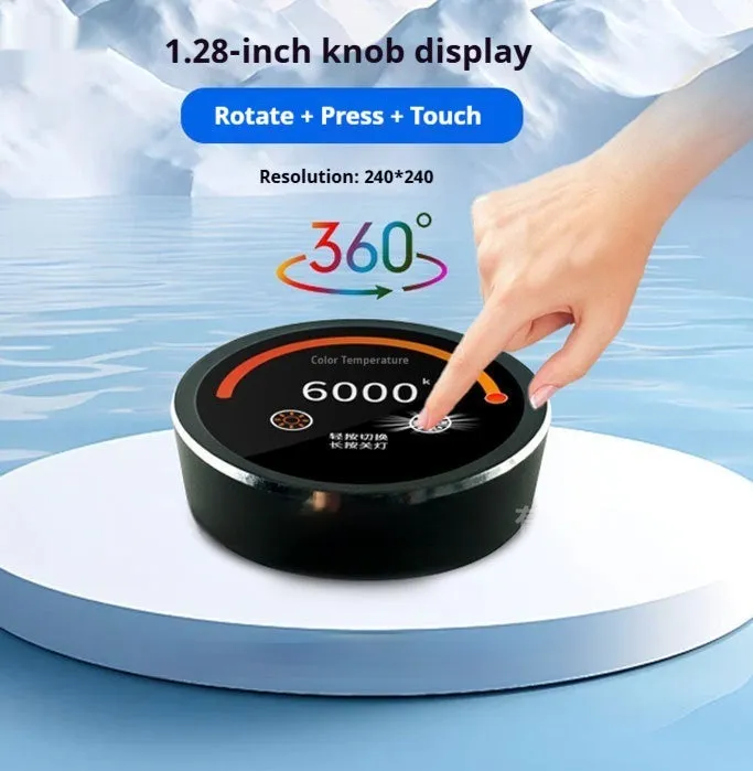 Round aluminium alloy knob LCD touch screen for appliance central control audio display 1.6 inch