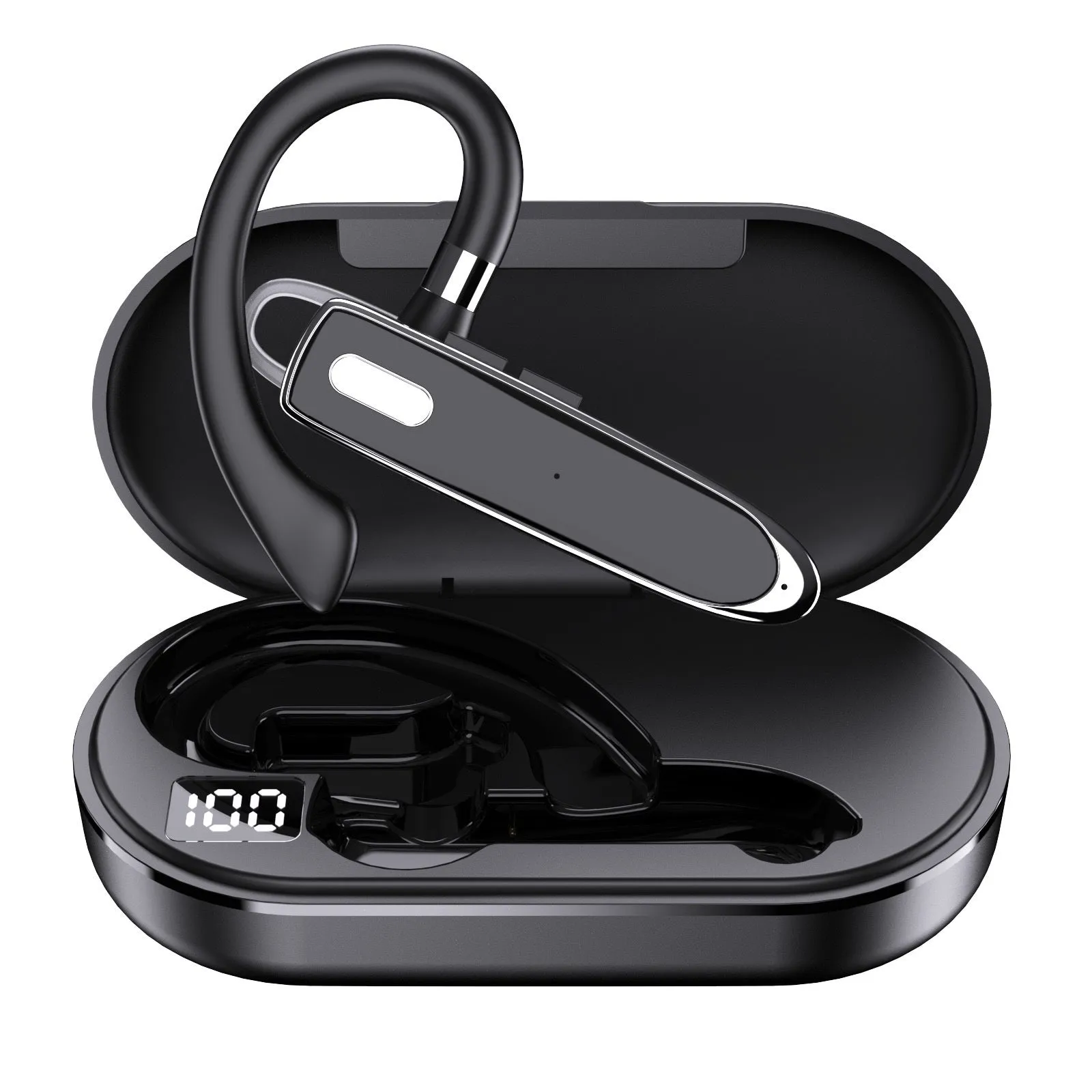 Business single-ear Bluetooth headset with ear-mounted design, ABS material, and noise reduction