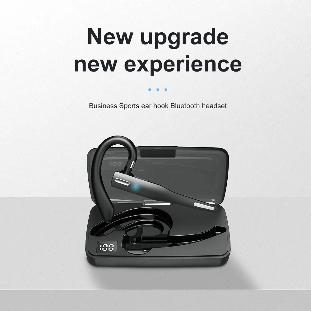 Business single-ear Bluetooth headset with ear-mounted design, ABS material, and noise reduction