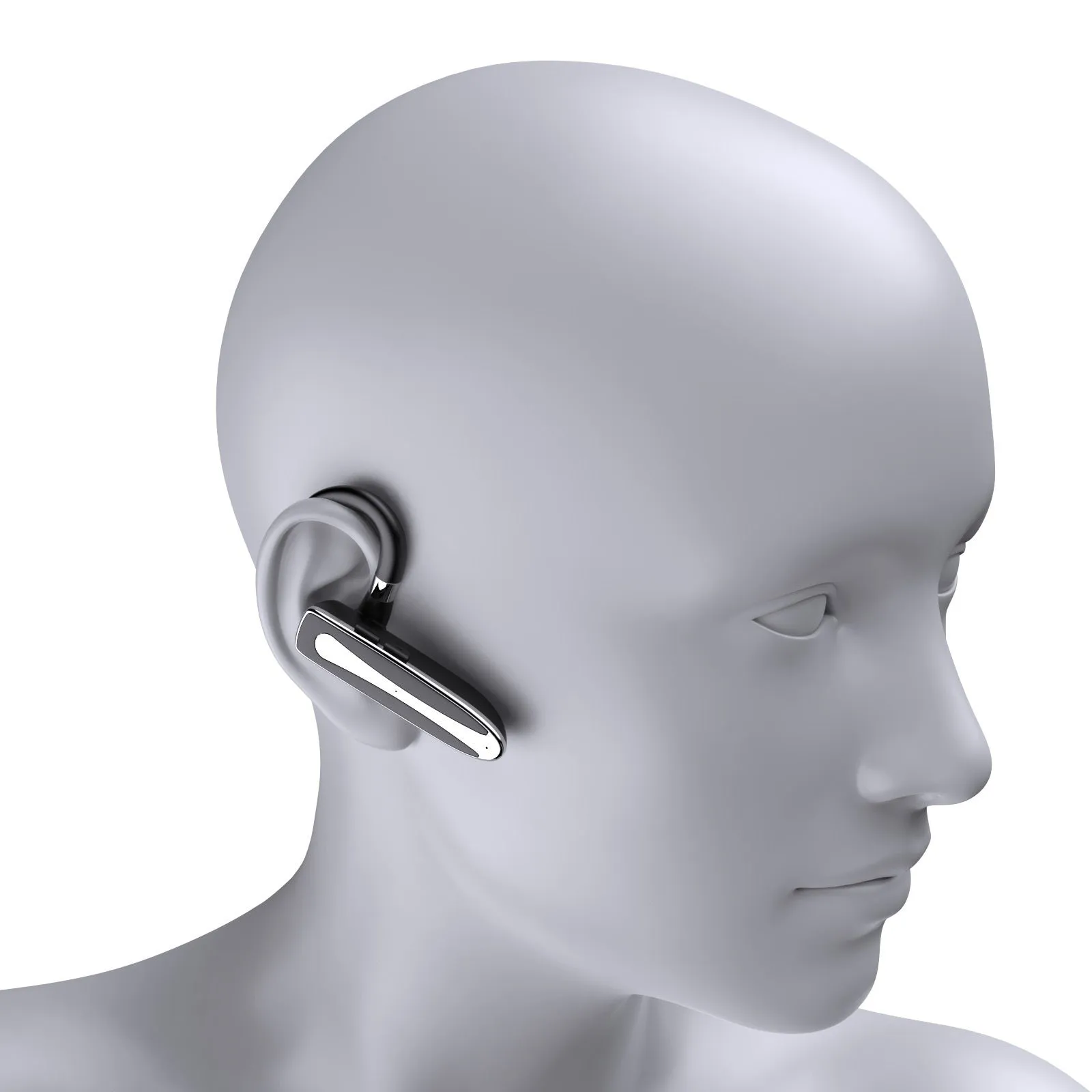 Business single-ear Bluetooth headset with ear-mounted design, ABS material, and noise reduction