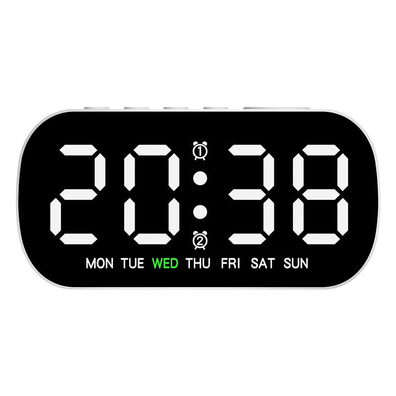 LED digital alarm clock with plastic shell, 10mm thick, in white colour option