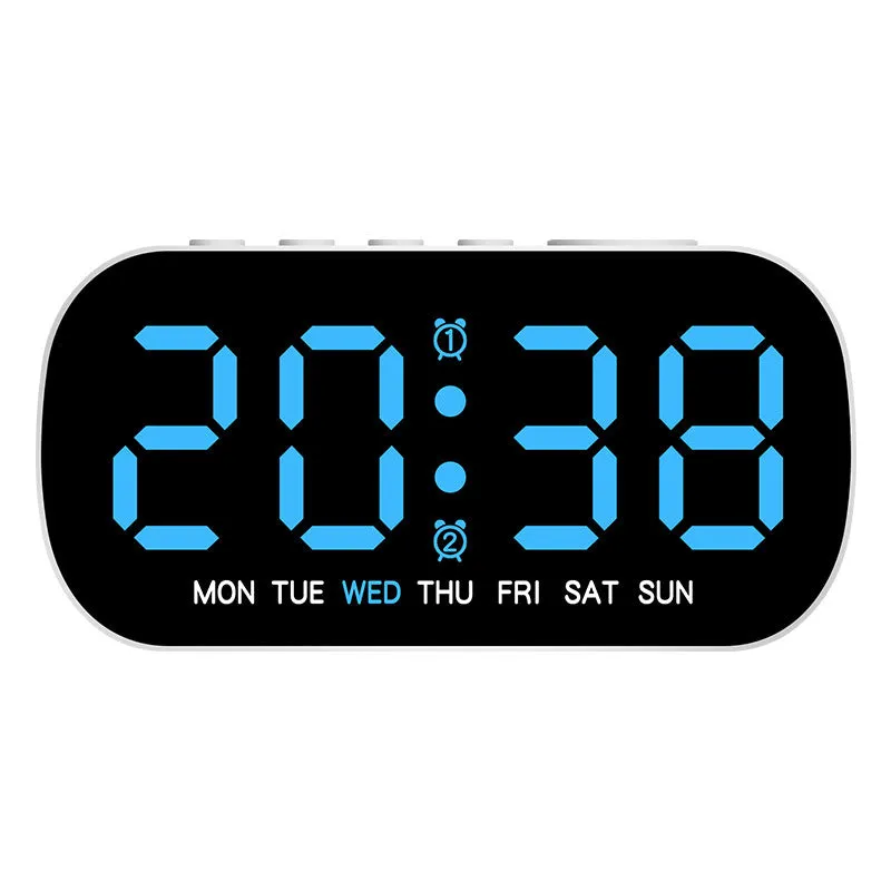 LED digital alarm clock with plastic shell, 10mm thick, in white colour option