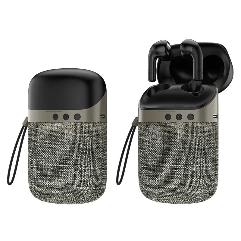 Black Bluetooth headset Bluetooth speaker two-in-one in-ear wireless device with USB charging cable