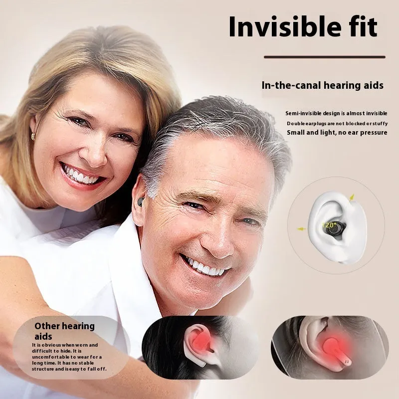 Hearing aid for elderly with intelligent noise reduction, touch control, Type-C charging, black colour option