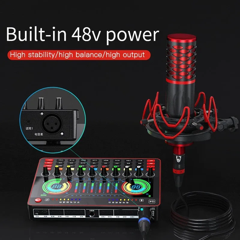 G4 professional live sound card and condenser microphone set with LCD display and remote control.