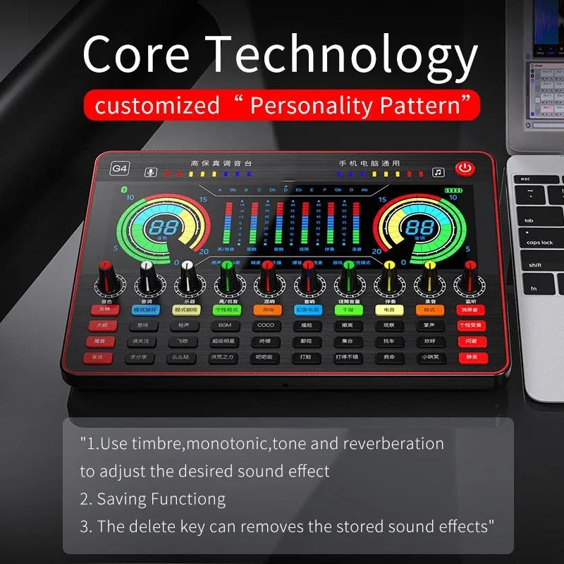 G4 professional live sound card and condenser microphone set with LCD display and remote control.