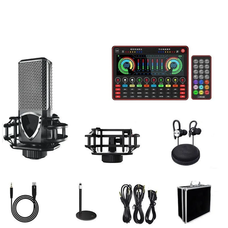 G4 professional live sound card and condenser microphone set with LCD display and remote control.