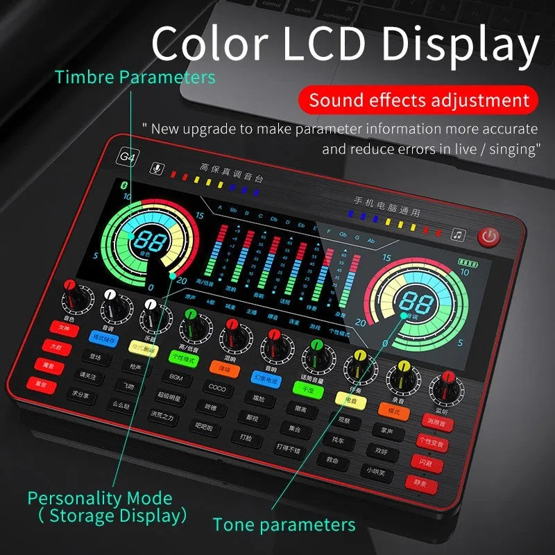 G4 professional live sound card and condenser microphone set with LCD display and remote control.
