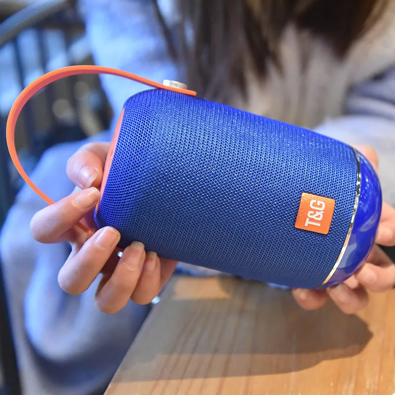 TG107 fabric wireless Bluetooth portable speaker in blue with compact rectangular design