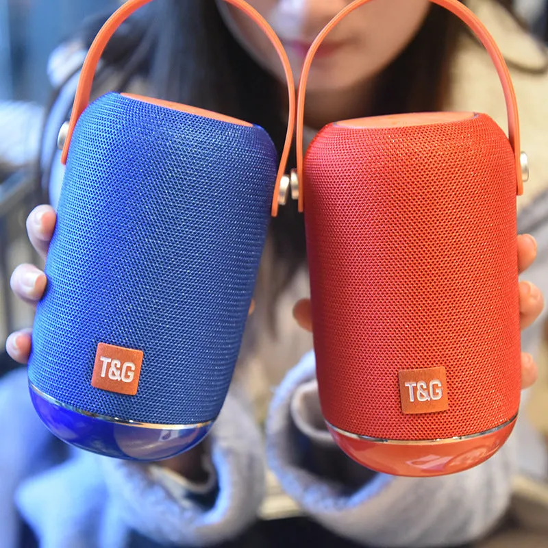 TG107 fabric wireless Bluetooth portable speaker in blue with compact rectangular design
