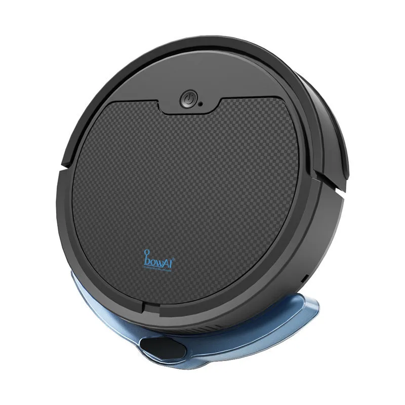 Household sweeping robot in blue with water tank for automatic sweep and mop