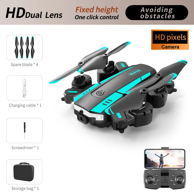 T6 folding UAV HD aerial photography four-axis remote control helicopter in blue with double lens