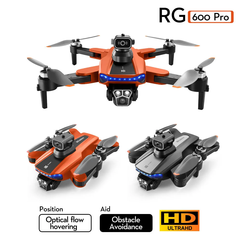 Orange plastic UAV drone with four-side obstacle avoidance and brushless motor