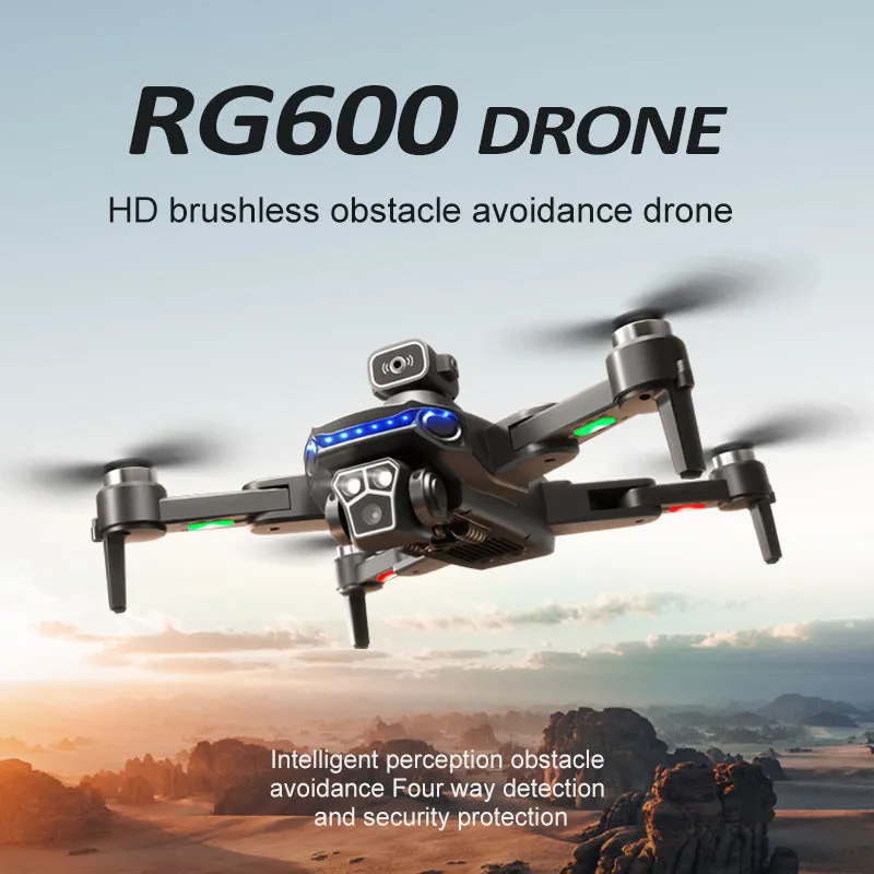Orange plastic UAV drone with four-side obstacle avoidance and brushless motor