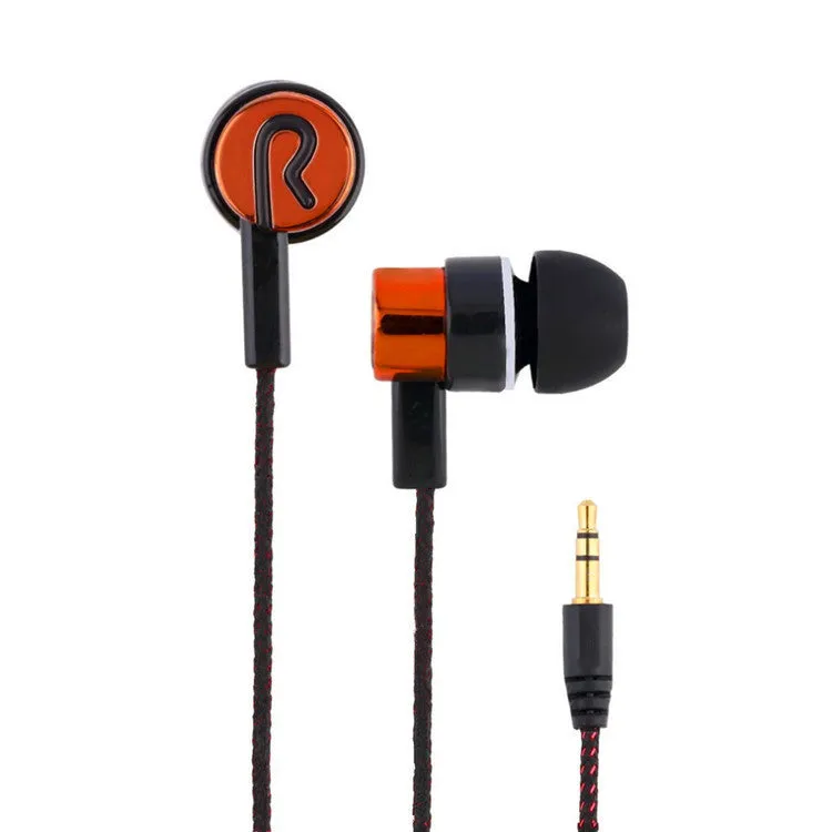 Classic nylon braided in-ear headset with 3.5mm plug in blue and gold colours