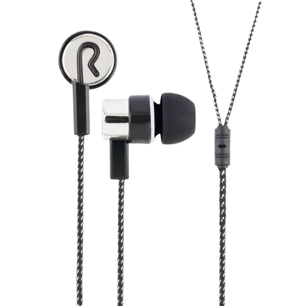 Classic nylon braided in-ear headset with 3.5mm plug in blue and gold colours