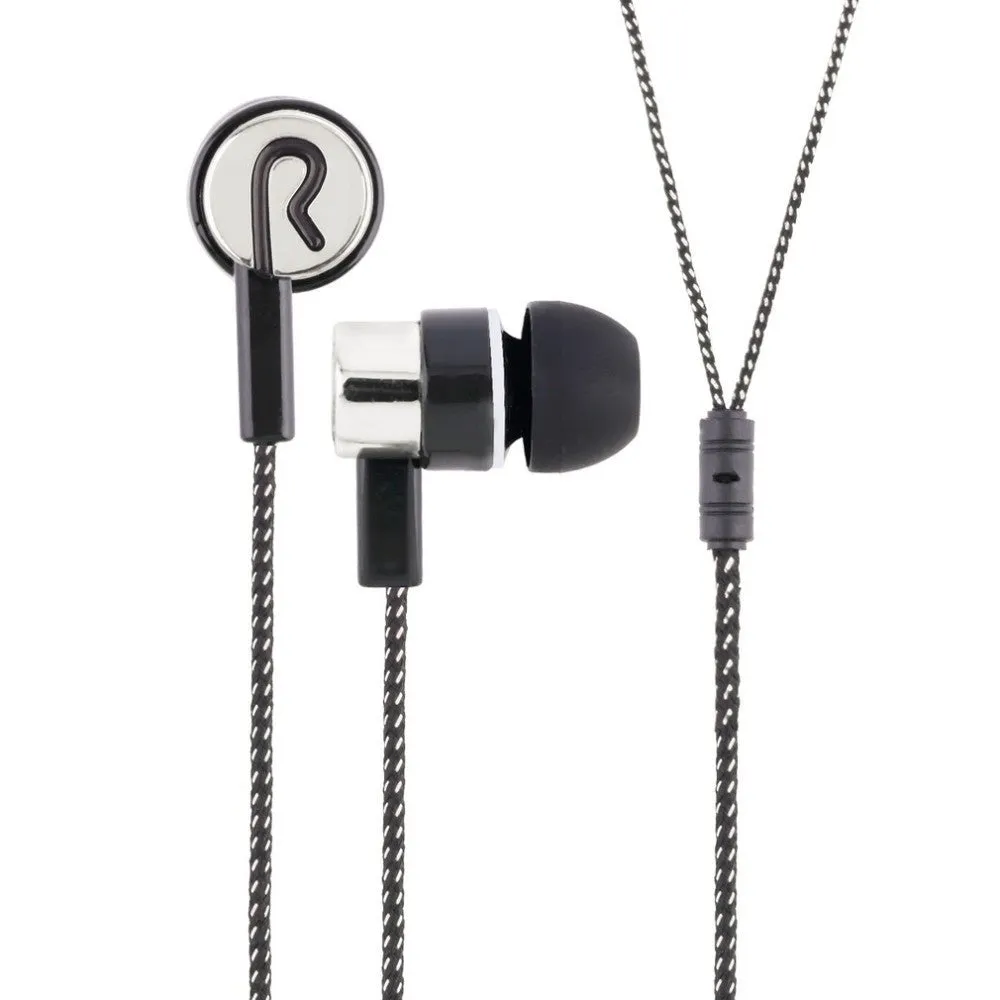 Classic nylon braided in-ear headset with 3.5mm plug in blue and gold colours