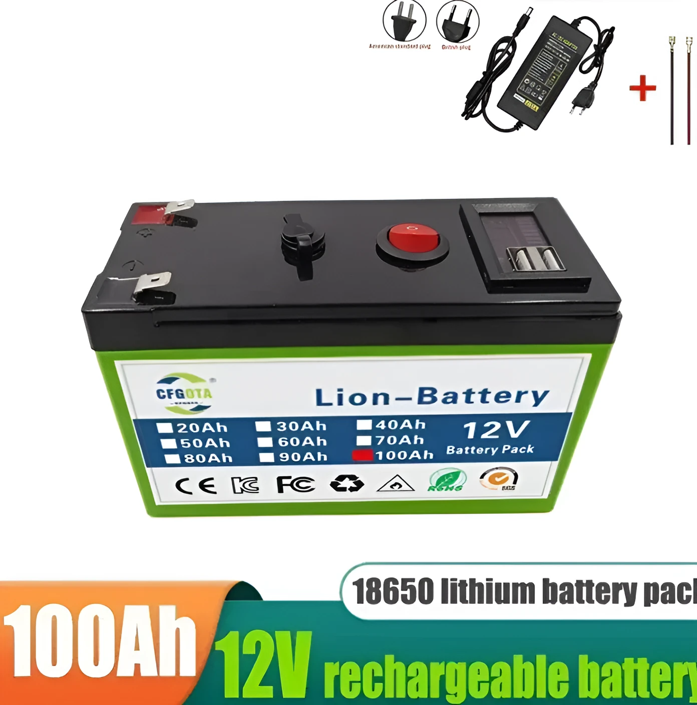 12V 100Ah lithium battery pack with 18650 cells and BMS for sprayer trolley