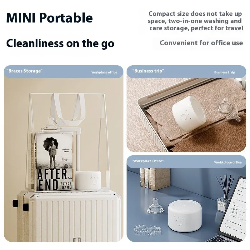 White ultrasonic tooth socket cleaning machine with 300ml tank, third gear timing, and 3-step thermostat on countertop