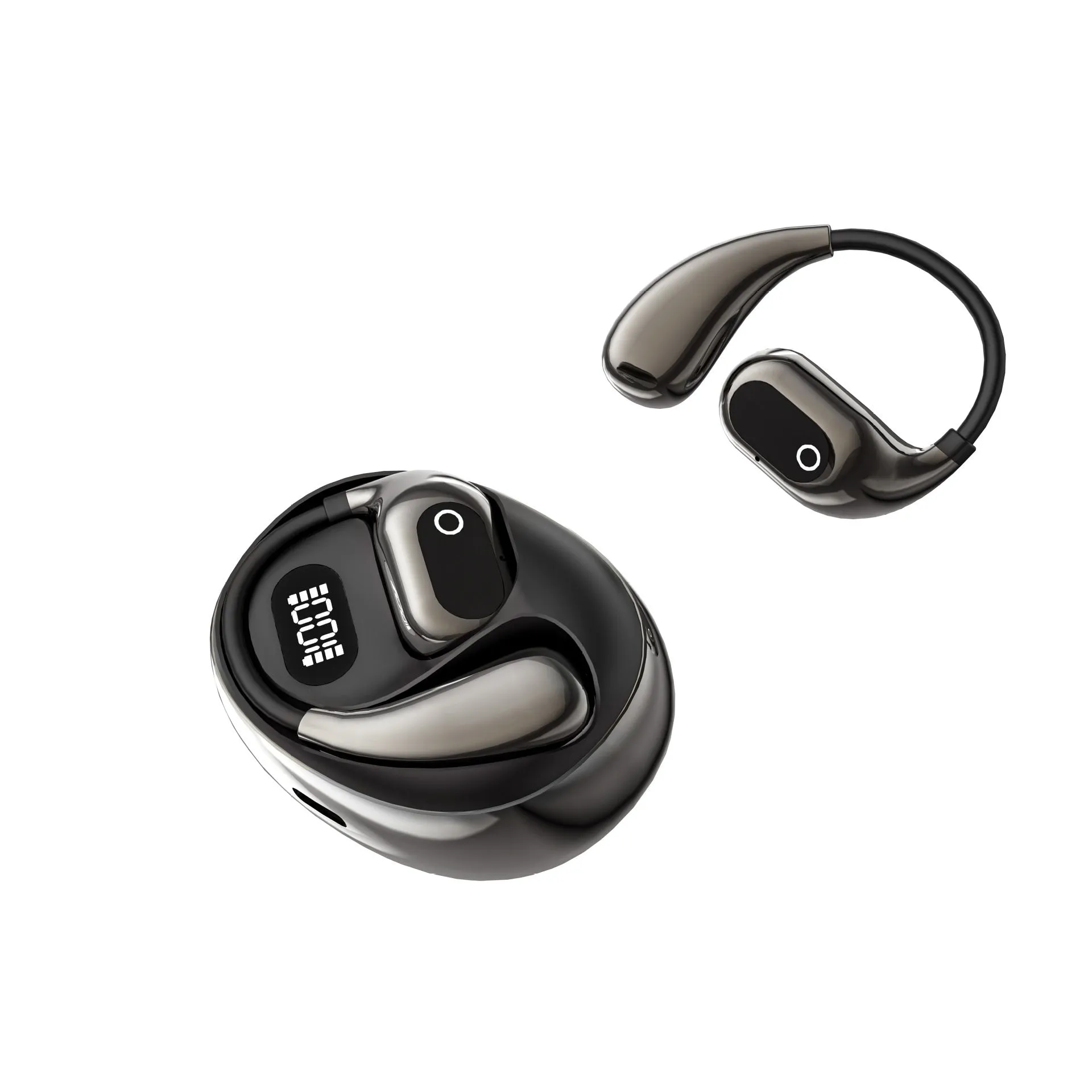 AI smart translation wireless Bluetooth ear-mounted headset XG99 White with digital display and voice control