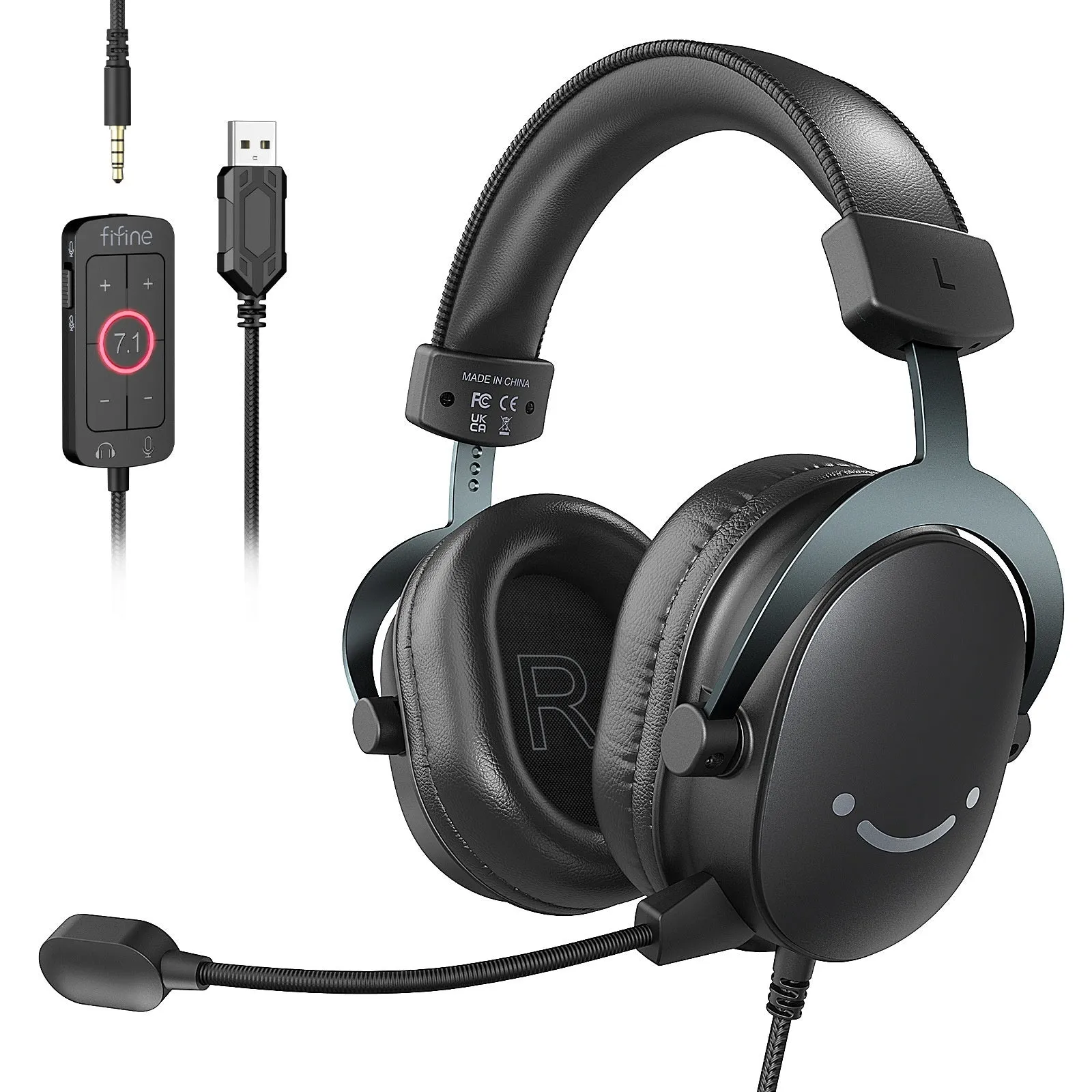 H3 head-mounted wired gaming headset in black for e-sports with 4D sound effect