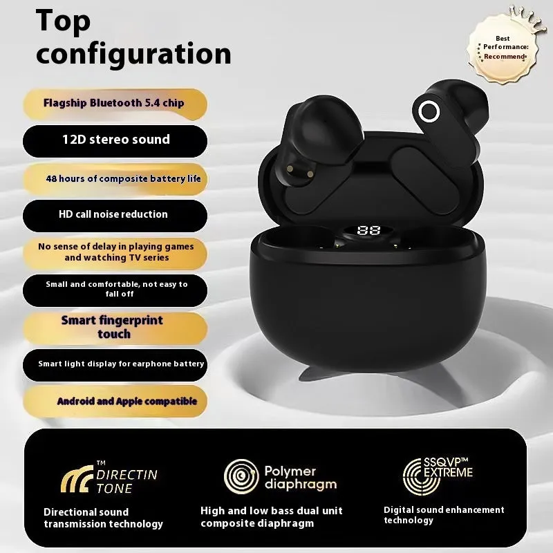 Sports ear hook Bluetooth headset in Black with noise reduction, plastic build, in-ear fit