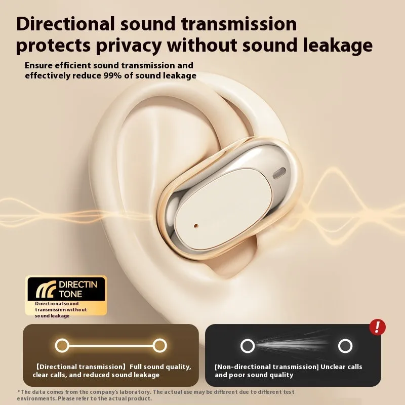 Bone conduction Bluetooth headset in Black with silicone titanium wire, 180° rotatable ear-mounted design