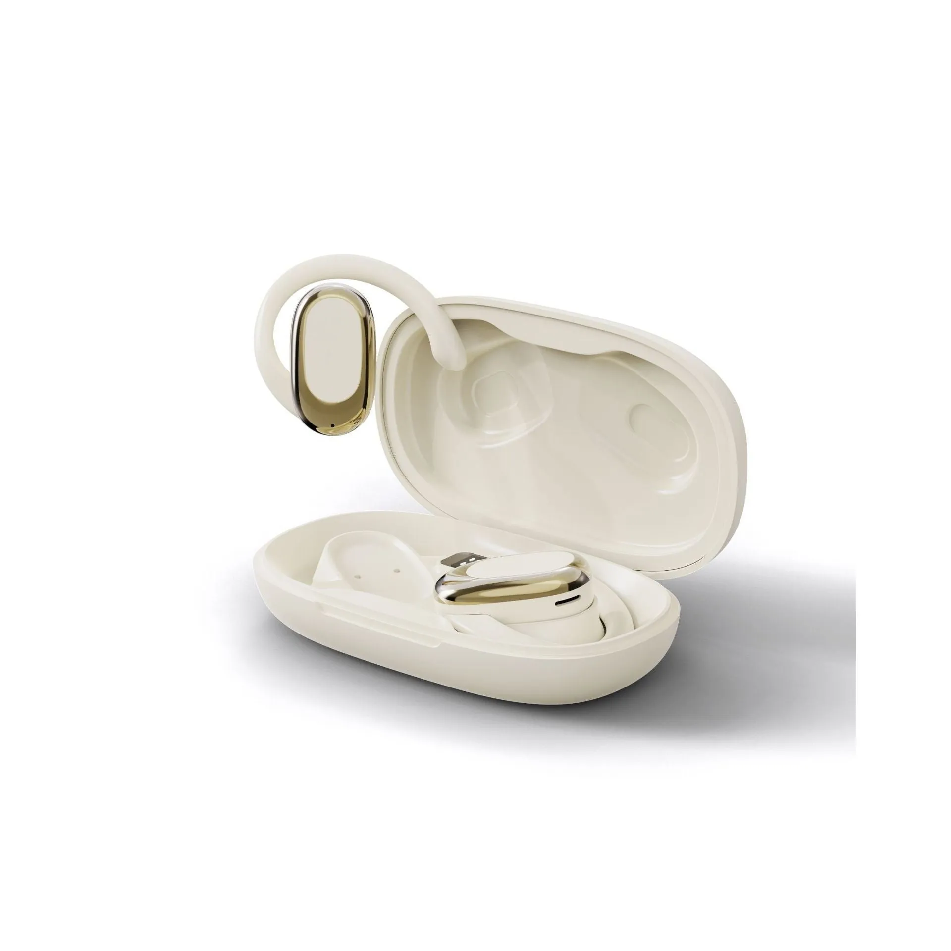 Bone conduction Bluetooth headset in Black with silicone titanium wire, 180° rotatable ear-mounted design