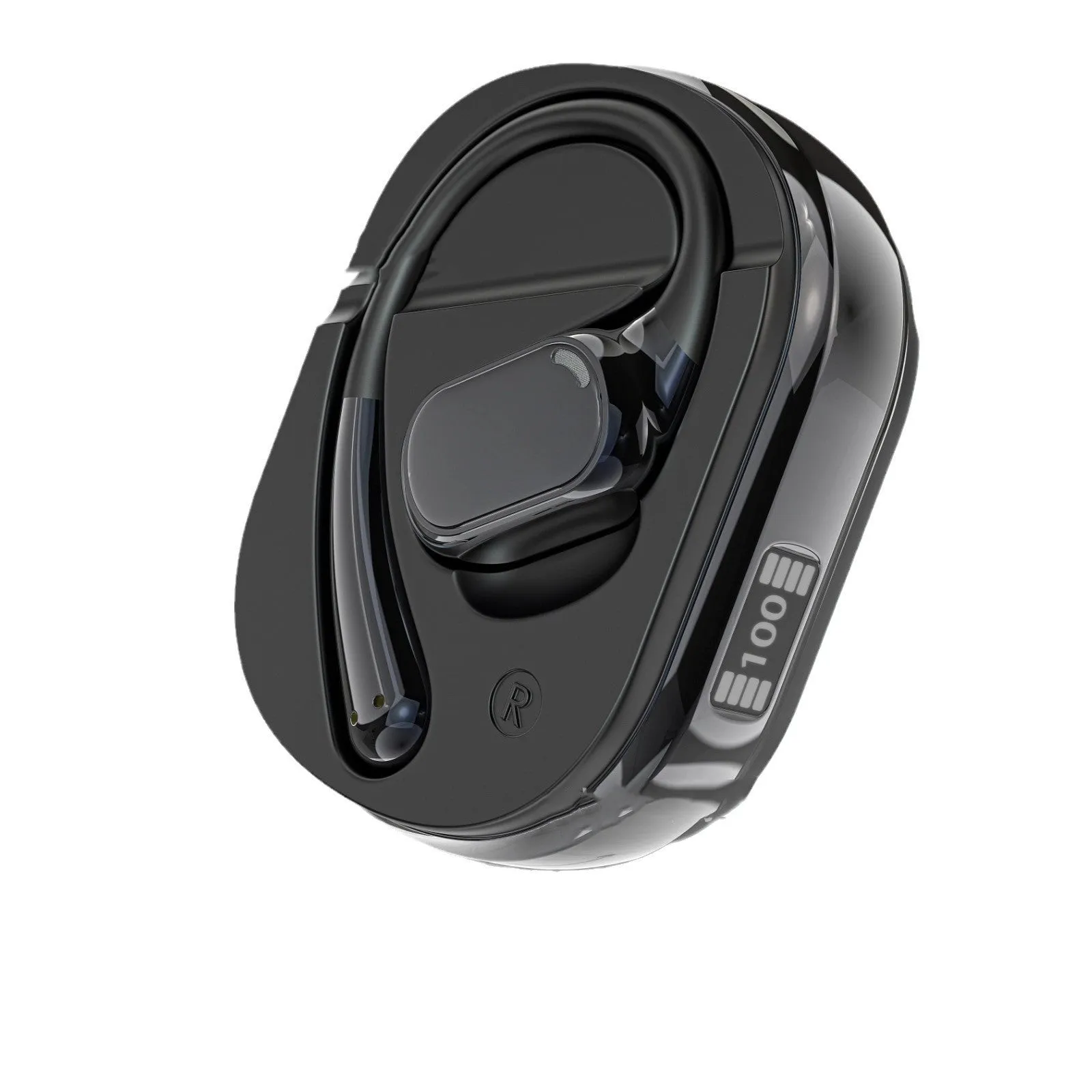 Wireless Bluetooth translation headphones open ear-mounted in OWS Black with touch controls