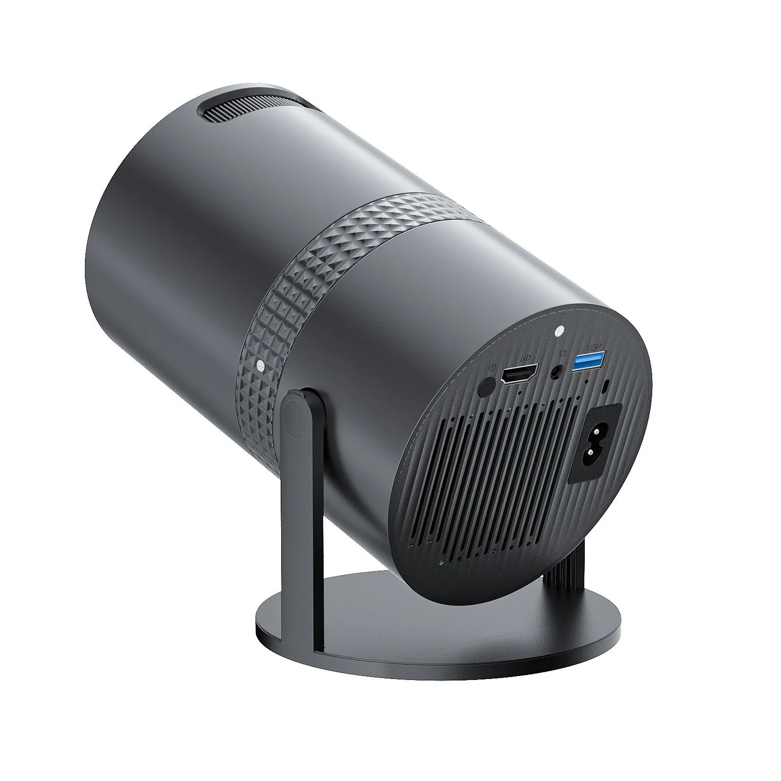 P300 portable projector in black finish with power adapter and interchangeable UK EU US AU plugs