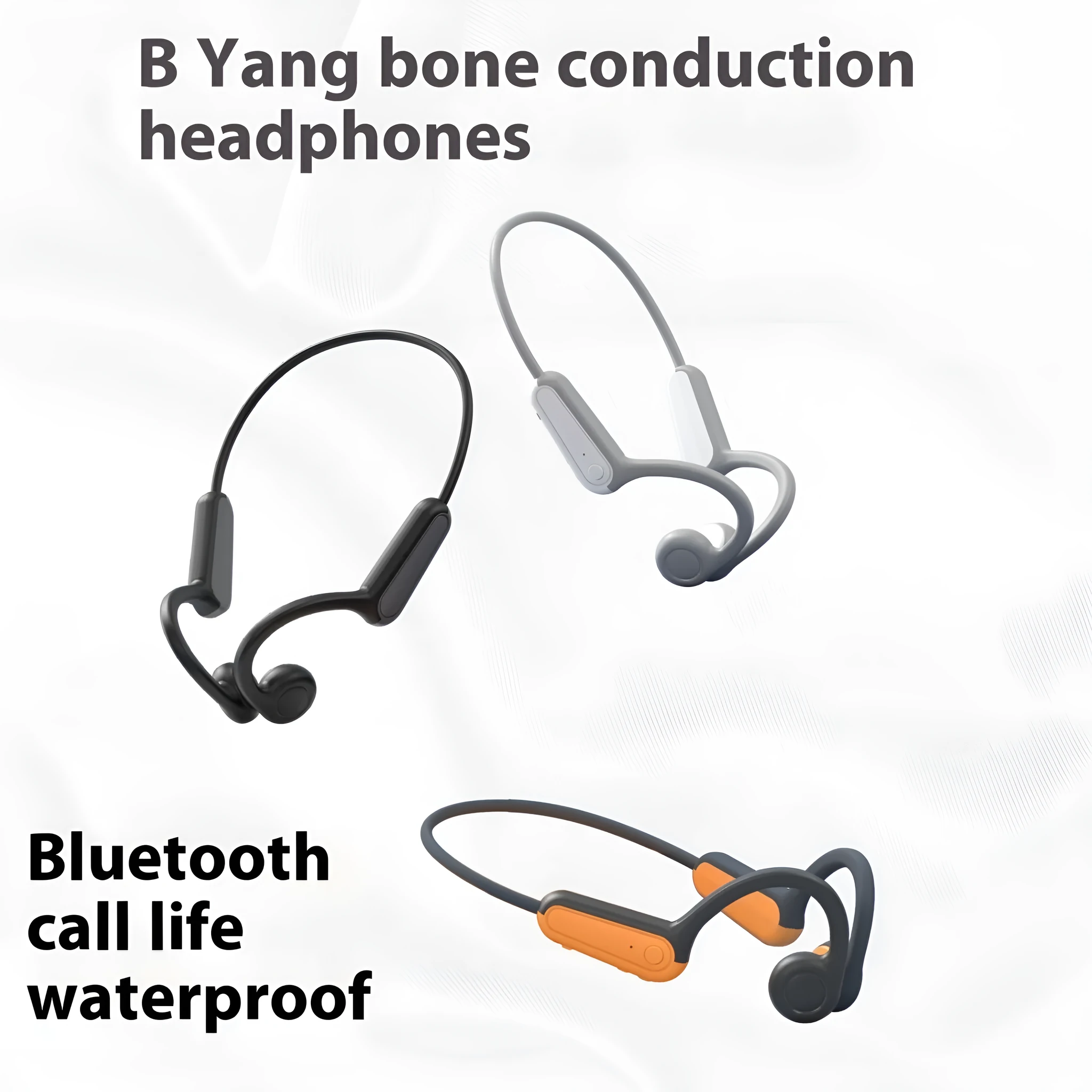 B8 bone conduction wireless Bluetooth headset in black, side view, non in-ear head-mounted design, PC ABS material