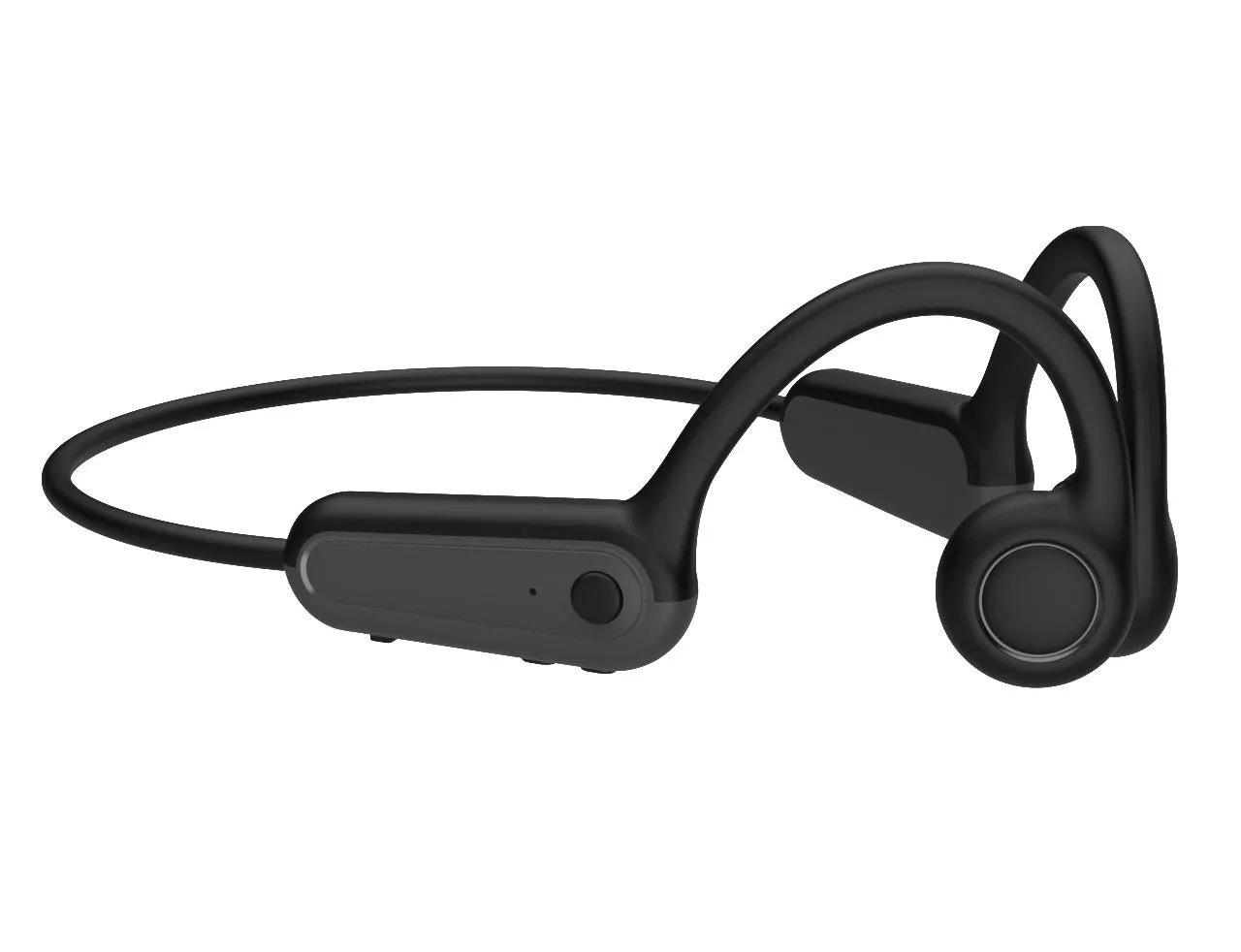 B8 bone conduction wireless Bluetooth headset in black, side view, non in-ear head-mounted design, PC ABS material