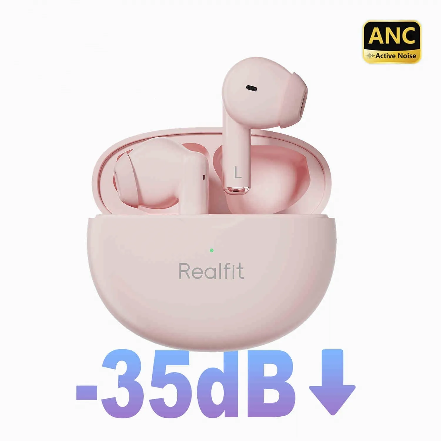 True wireless Bluetooth headset with active noise reduction in multiple colours including black, blue, white, and titanium black
