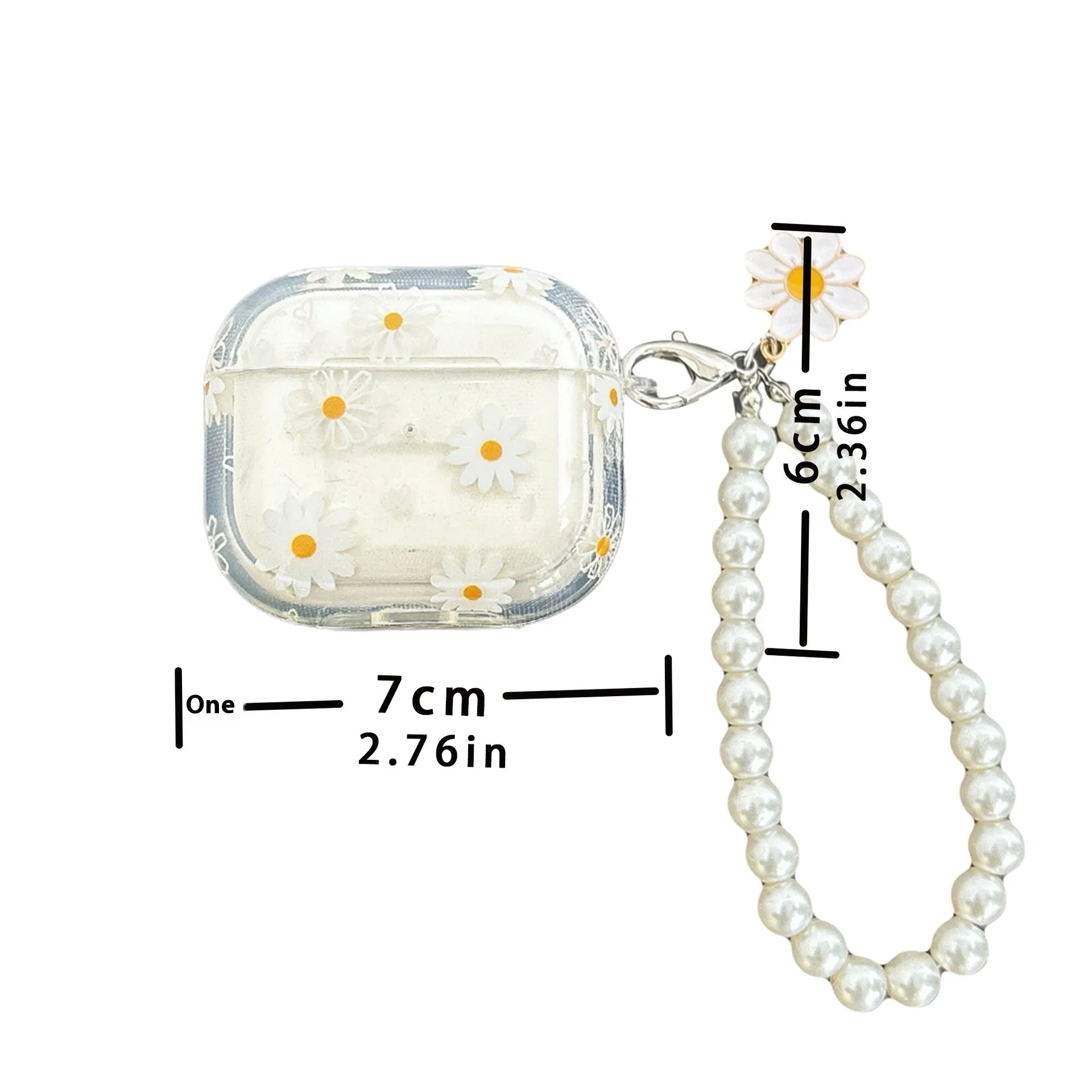 Transparent TPU Bluetooth headset protective cover with pearl pendant for Apple AirPods