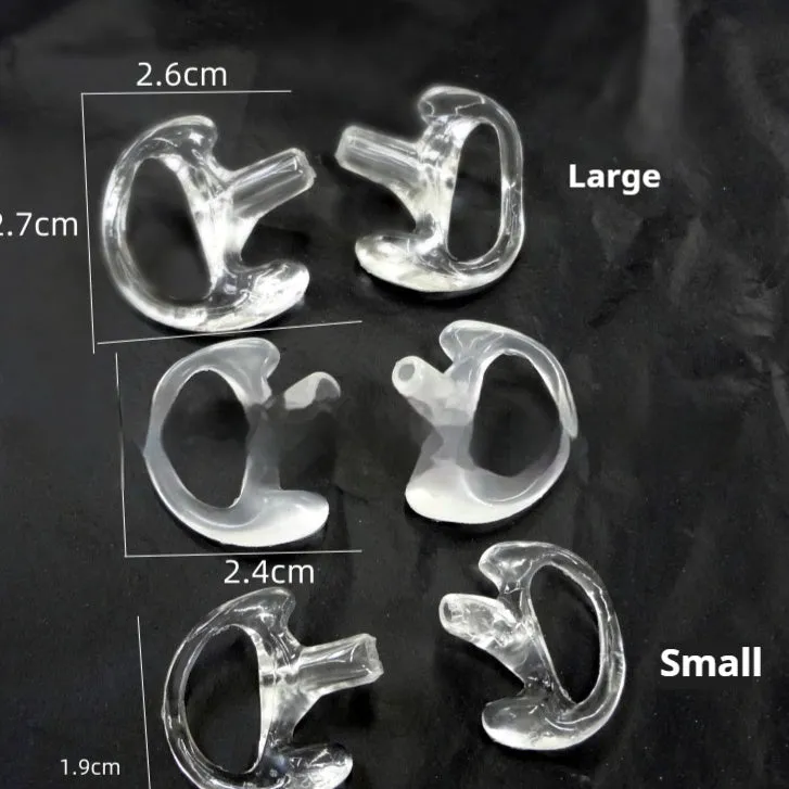 Pair of soft silicone ear hanging accessories for walkie talkie air conduit earphones in three sizes L M S