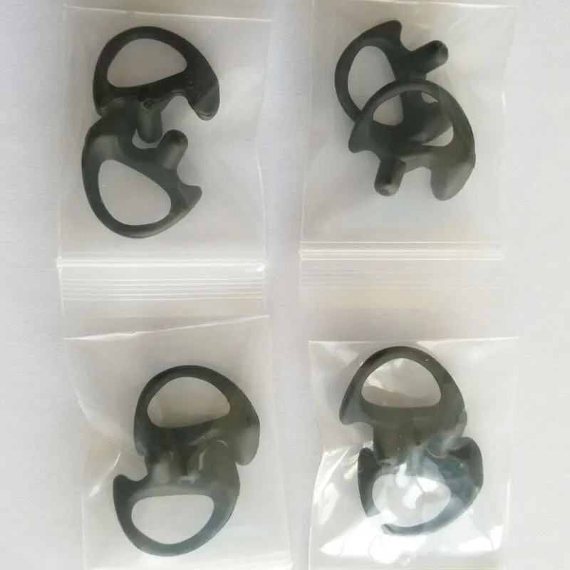 Silicone ear hanging earplugs for two-way radio earphones, black, left and right ear mounts